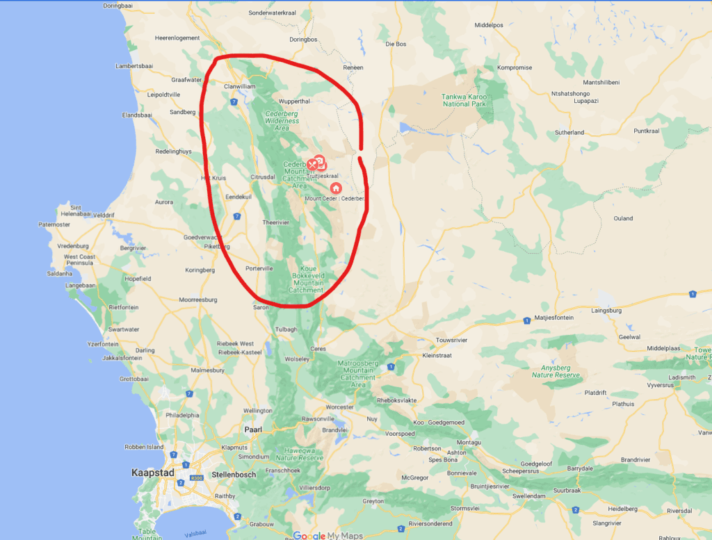 Cederberg op de kaart | Waar ligt de Cederberg?